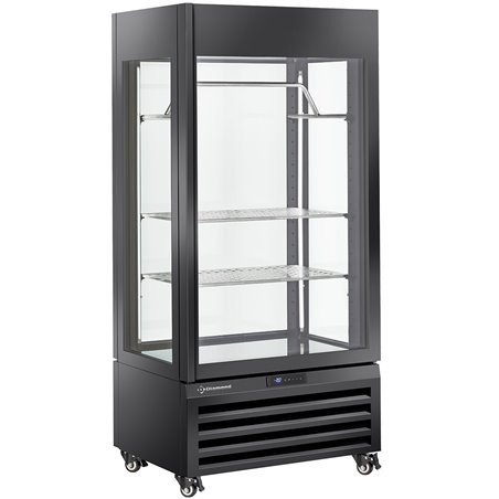 Vitrine "FULL vitr&eacute;e" 600 Lt., 2 &eacute;tag&egrave;res & barre &agrave; viande, ventil&eacute;e - MEAT - NOIR - Diamond - MAX/607-MB