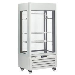 Vitrine "FULL vitr&eacute;e" 600 Lt., 2 &eacute;tag&egrave;res & barre &agrave; viande, ventil&eacute;e - MEAT - BLANC - Diamond - MAX/607-MW