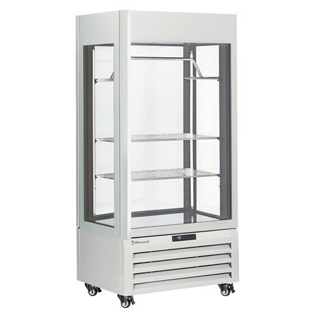 Vitrine "FULL vitr&eacute;e" 600 Lt., 2 &eacute;tag&egrave;res & barre &agrave; viande, ventil&eacute;e - MEAT - BLANC - Diamond - MAX/607-MW
