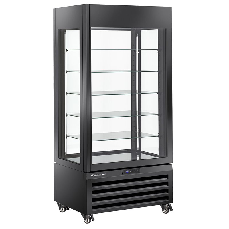 Vitrine "FULL vitr&eacute;e" 600 Lt., 5 niveaux en verre, ventil&eacute;e - ICE CREAM & PASTRY - NOIR - Diamond - MAX/609-BB