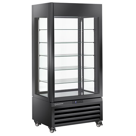 Vitrine "FULL vitr&eacute;e" 600 Lt., 5 niveaux en verre, ventil&eacute;e - ICE CREAM & PASTRY - NOIR - Diamond - MAX/609-BB