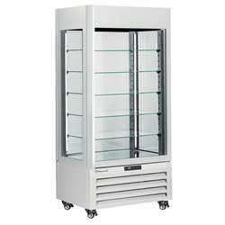 Vitrine "FULL vitr&eacute;e" 600 Lt., 5 niveaux en verre, ventil&eacute;e - ICE CREAM & PASTRY - BLANC - Diamond - MAX/609-BW