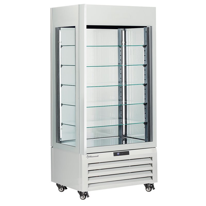 Vitrine "FULL vitr&eacute;e" 600 Lt., 5 niveaux en verre, ventil&eacute;e - ICE CREAM & PASTRY - BLANC - Diamond - MAX/609-BW