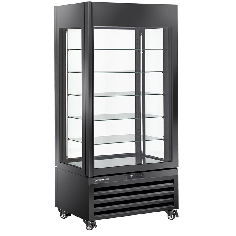 Vitrine "FULL vitr&eacute;e" 600 Lt., 5 niveaux en verre, ventil&eacute;e - CHOCOLATE - NOIR - Diamond - MAX/609-CB