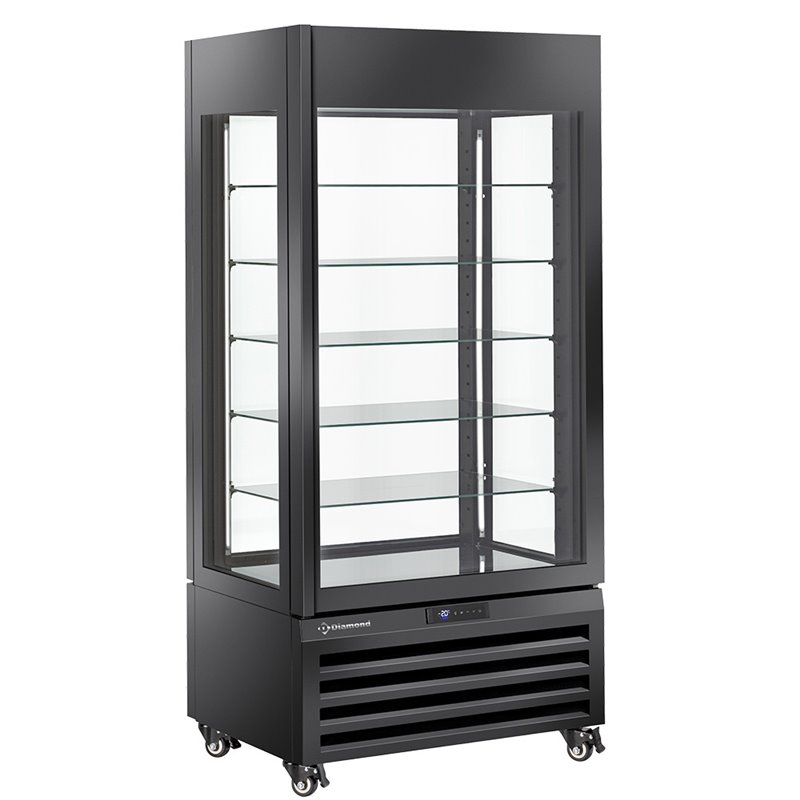 Vitrine "FULL vitr&eacute;e" 600 Lt., 5 niveaux en verre, ventil&eacute;e -  PASTRY - NOIR - Diamond - MAX/609-PB