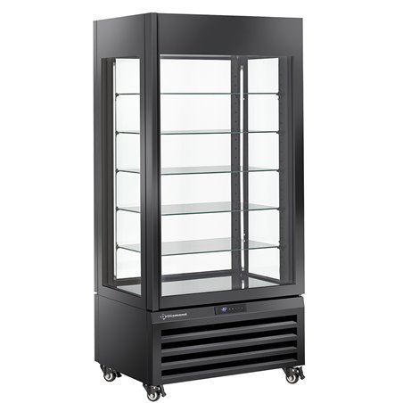 Vitrine "FULL vitr&eacute;e" 600 Lt., 5 niveaux en verre, ventil&eacute;e -  PASTRY - NOIR - Diamond - MAX/609-PB