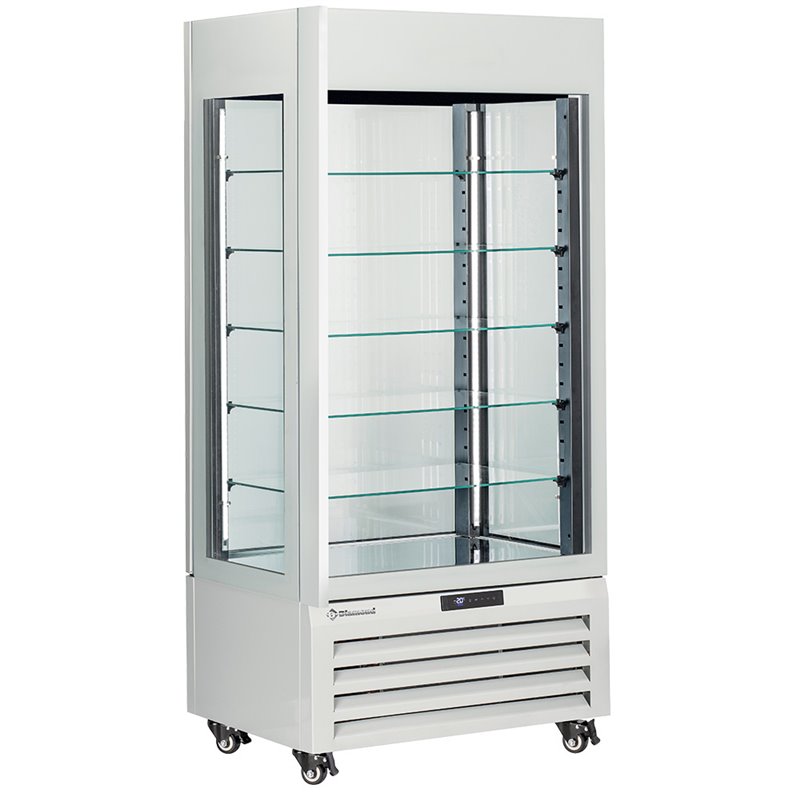Vitrine "FULL vitr&eacute;e" 600 Lt., 5 niveaux en verre, ventil&eacute;e -  PASTRY - BLANC - Diamond - MAX/609-PW