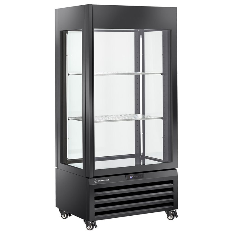 Vitrine "FULL vitr&eacute;e" 600 Lt., 1 niveau + 2 &eacute;tag&egrave;res, ventil&eacute;e - WINE - NOIR - Diamond - MAX/609-VB