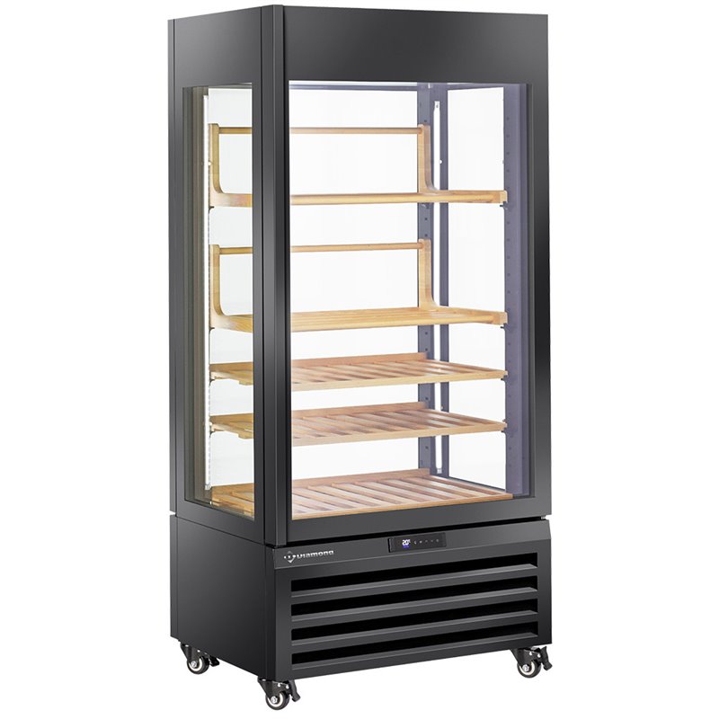 Vitrine "FULL vitr&eacute;e" 600 Lt., 1 niveau + 4 &eacute;tag&egrave;res, ventil&eacute;e - WINE - NOIR - Diamond - MAX/609-VB2