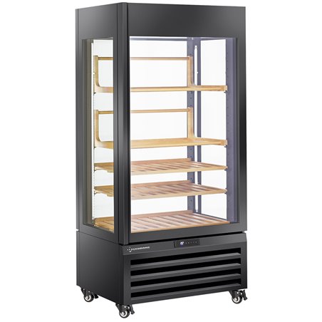 Vitrine "FULL vitr&eacute;e" 600 Lt., 1 niveau + 4 &eacute;tag&egrave;res, ventil&eacute;e - WINE - NOIR - Diamond - MAX/609-VB2