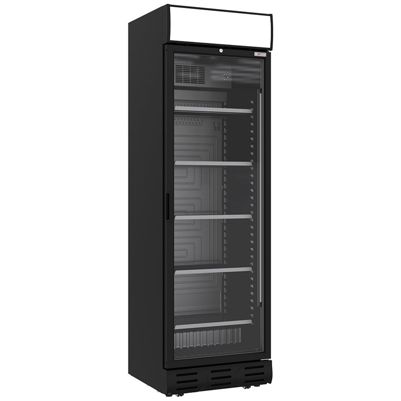 Vitrine ventil&eacute;e positive 382 litres NOIRE avec caisson lumineux - Diamond - WR-38CA-AB