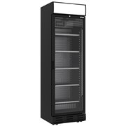 Vitrine ventil&eacute;e positive 382 litres NOIRE avec caisson lumineux - Diamond - WR-38CA-AB