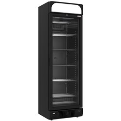 Vitrine ventil&eacute;e n&eacute;gative vitr&eacute;e 374  litres - 5 niveaux fixes avec caisson lumineux - NOIRE - Diamond - WR-39CA-BN
