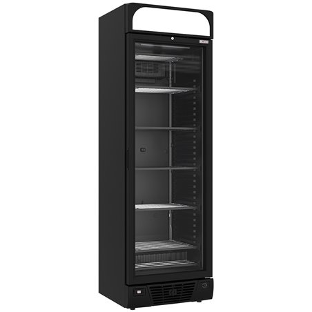 Vitrine ventil&eacute;e n&eacute;gative vitr&eacute;e 374  litres - 5 niveaux fixes avec caisson lumineux - NOIRE - Diamond - WR-39CA-BN