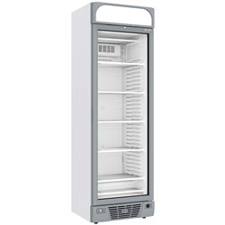 Vitrine ventil&eacute;e n&eacute;gative vitr&eacute;e 374  litres - 5 niveaux fixes avec caisson lumineux - BLANCHE - Diamond - WR-39CA-WN