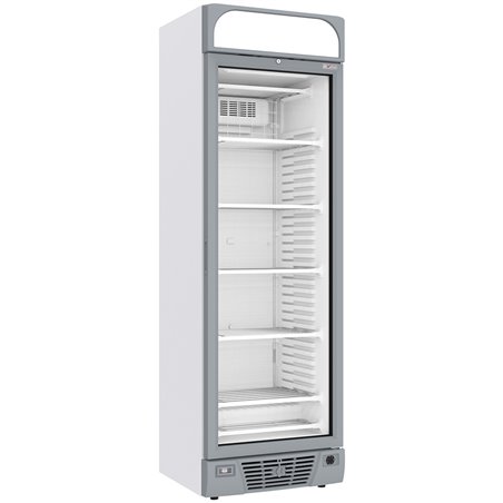 Vitrine ventil&eacute;e n&eacute;gative vitr&eacute;e 374  litres - 5 niveaux fixes avec caisson lumineux - BLANCHE - Diamond - WR-39CA-WN