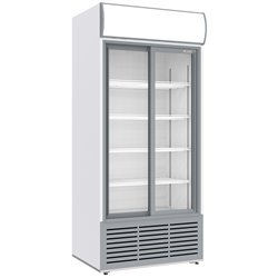 Vitrine ventil&eacute;e positive, 783 litres, 2 portes coulissantes, avec caisson lumineux, BLANCHE - Diamond - WR-80AC-SW