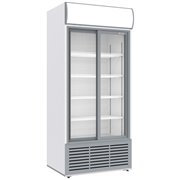 Vitrine ventil&eacute;e positive, 783 litres, 2 portes coulissantes, avec caisson lumineux, BLANCHE - Diamond - WR-80AC-SW