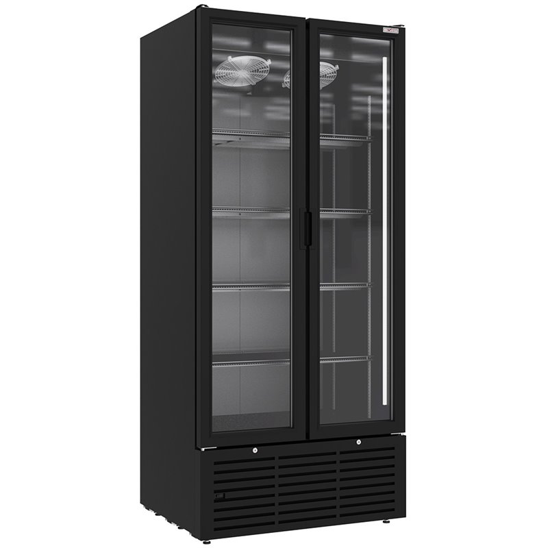 Vitrine ventil&eacute;e positive 804 litres, 2 portes battantes, NOIRE - Diamond - WR-80SB-SB