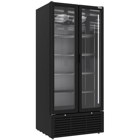Vitrine ventil&eacute;e positive 804 litres, 2 portes battantes, NOIRE - Diamond - WR-80SB-SB