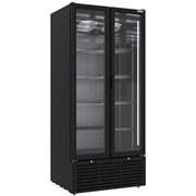Vitrine ventil&eacute;e positive 804 litres, 2 portes battantes, NOIRE - Diamond - WR-80SB-SB