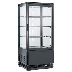 Vitrine de table ventil&eacute;e, 4 faces vitr&eacute;es, 4 niveaux, 80 litres - "Noire" - Diamond - WR-V4F1-BL