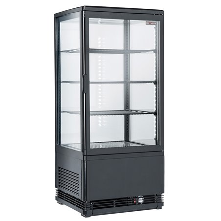 Vitrine de table ventil&eacute;e, 4 faces vitr&eacute;es, 4 niveaux, 80 litres - "Noire" - Diamond - WR-V4F1-BL