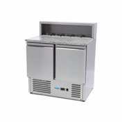 R&eacute;frig&eacute;rateur pour la pr&eacute;paration des pizzas - 90 cm - 2 portes - s'adapte &agrave; 5 x 1/6 GN - incl couvercle en acier inoxydable - M