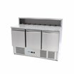 R&eacute;frig&eacute;rateur pour la pr&eacute;paration des pizzas - 137 cm - 3 portes - s'adapte &agrave; 8 x 1/6 GN - incl couvercle en acier inoxydable - 