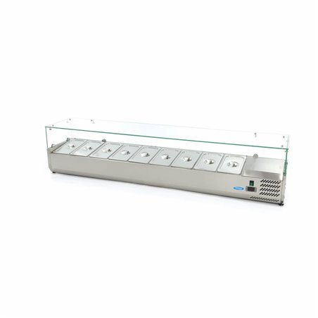 R&eacute;frig&eacute;rateur de pr&eacute;peration de comptoir - 200 cm - s'adapte &agrave; 9 x 1/3 GN - Maxima - 09400335