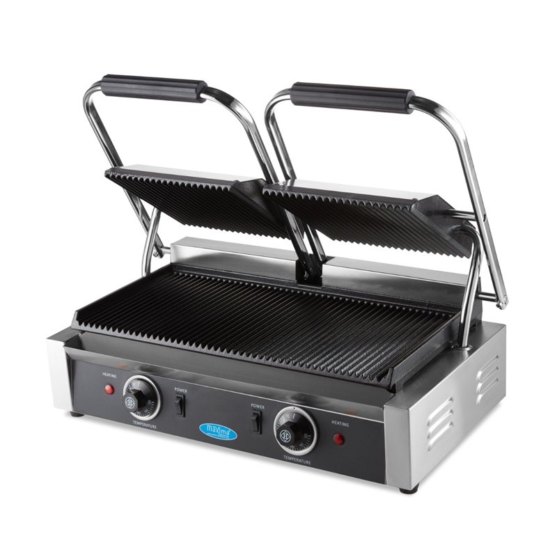 Grill contact - rainur&eacute; - plaque de gril double - 2 x 22 cm - Maxima - 09300435