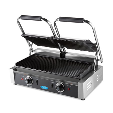 Grill contact - rainur&eacute; - plaque de gril double - 2 x 22 cm - Maxima - 09300435
