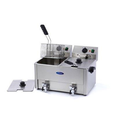 Friteuse - 2 x 8 L - 2 paniers - avec robinet de vidange - Maxima - 09300416