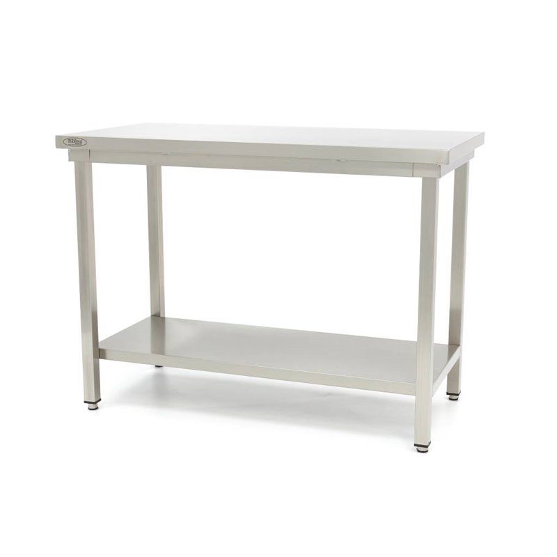 Table en acier inoxydable - 160 x 60 cm - hauteur r&eacute;glable - avec &eacute;tag&egrave;re de rangement - Maxima - 09300965