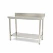 Table en acier inoxydable - 200 x 60 cm - hauteur r&eacute;glable - avec dosseret et &eacute;tag&egrave;re de rangement - Maxima - 09300995