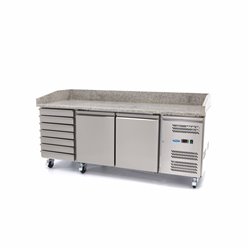 R&eacute;frig&eacute;rateur pour la pr&eacute;paration des pizzas - 202 cm - 2 portes - s'adapte &agrave; 5 x 1/6 GN - 7 tiroirs - Maxima - 09400210