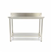 Table en acier inoxydable - 120 x 70 cm - hauteur r&eacute;glable - avec dosseret - Maxima - 09364033