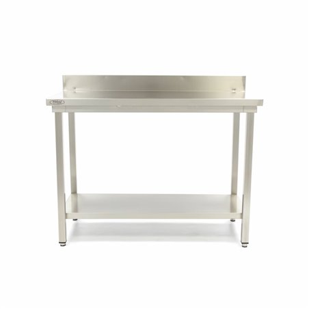 Table en acier inoxydable - 180 x 70 cm - hauteur r&eacute;glable - avec dosseret - Maxima - 09364042