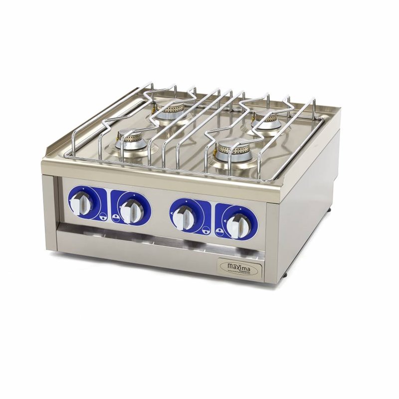 Cuiseur de qualit&eacute; commerciale - 4 br&ucirc;leurs - unit&eacute; double - profondeur 60 cm - gaz - Maxima - 09391520