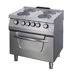 Heavy Duty cuisini&egrave;re - 4 br&ucirc;leurs - unit&eacute; double - profondeur 70 cm - avec four - &eacute;lectrique - Maxima - 09394997