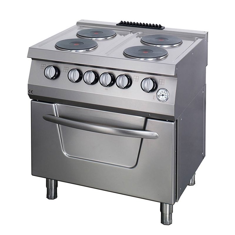 Heavy Duty cuisini&egrave;re - 4 br&ucirc;leurs - unit&eacute; double - profondeur 70 cm - avec four - &eacute;lectrique - Maxima - 09394997