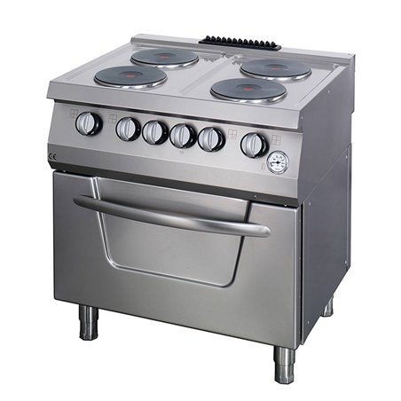 Heavy Duty cuisini&egrave;re - 4 br&ucirc;leurs - unit&eacute; double - profondeur 70 cm - avec four - &eacute;lectrique - Maxima - 09394997