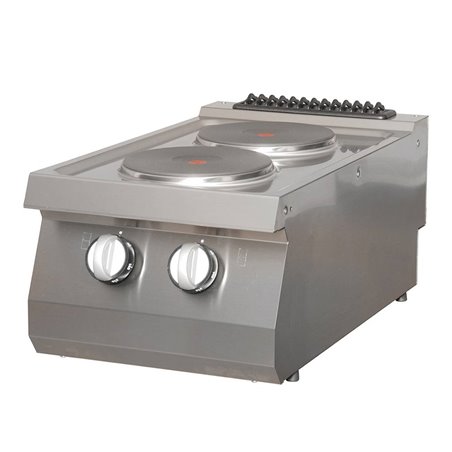 Heavy Duty cuisini&egrave;re - 2 br&ucirc;leurs - unit&eacute; simple - profondeur 70 cm - &eacute;lectrique - Maxima - 09395001