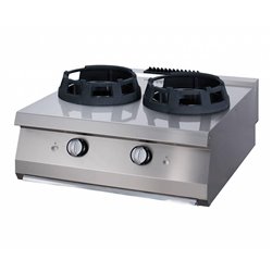 Heavy Duty cuiseur wok - 2 x &Oslash; 28,5 cm anneaux de cuisson - unit&eacute; double - profondeur 70 cm - gaz - Maxima - 09396006