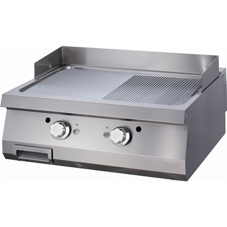 Heavy Duty plaque de gril - demi-rainur&eacute; - unit&eacute; double - 70 cm de profondeur - gaz - Maxima - 09395990