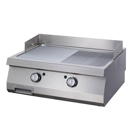 Heavy Duty plaque de gril - chrome demi-rainur&eacute; - unit&eacute; double - 70 cm de profondeur - &eacute;lectrique - Maxima - 09395049