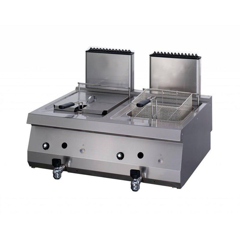 Heavy Duty friteuse - 2 x 12 L - unit&eacute; double - profondeur 70 cm - avec robinet de vidange - gaz - Maxima - 09395003