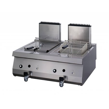 Heavy Duty friteuse - 2 x 12 L - unit&eacute; double - profondeur 70 cm - avec robinet de vidange - gaz - Maxima - 09395003
