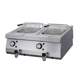 Heavy Duty friteuse - 2 x 12 L - unit&eacute; double - profondeur 70 cm - avec robinet de vidange - &eacute;lectrique - Maxima - 09394999