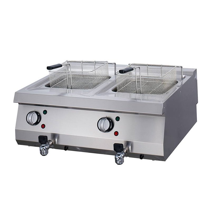 Heavy Duty friteuse - 2 x 12 L - unit&eacute; double - profondeur 70 cm - avec robinet de vidange - &eacute;lectrique - Maxima - 09394999